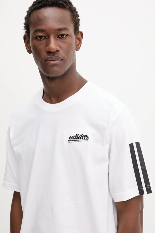 Βαμβακερό μπλουζάκι adidas Script Tee λευκό KD2258