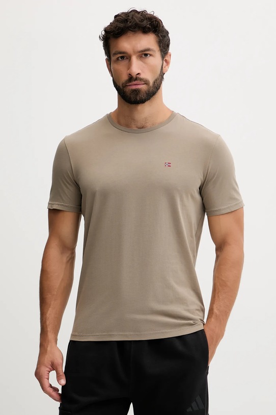 Napapijri t-shirt bawełniany Salis bawełna brązowy NP0A4H8DN1T1