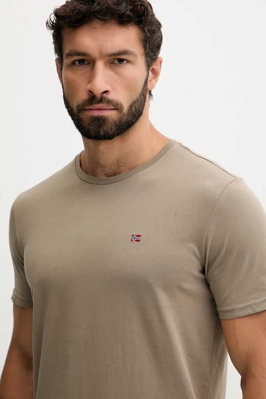 Napapijri t-shirt bawełniany Salis brązowy NP0A4H8DN1T1