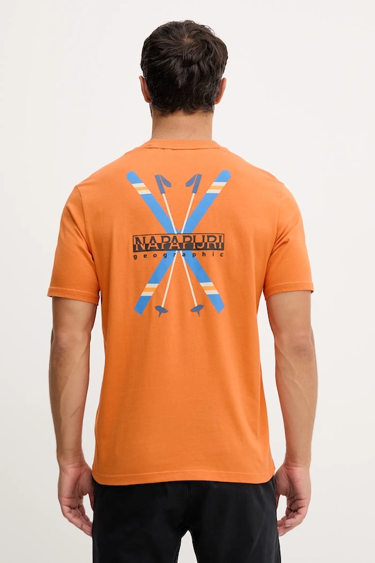 Napapijri t-shirt bawełniany S-Fiemme nadruk pomarańczowy NP0A88T5A681