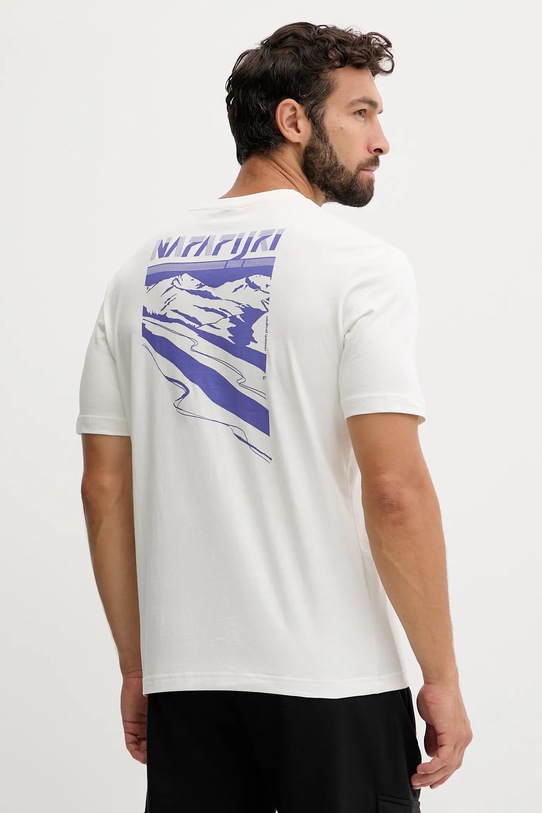 Napapijri t-shirt bawełniany S-Guide nadruk beżowy NP0A88V62061