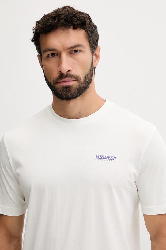 Napapijri t-shirt bawełniany S-Guide beżowy NP0A88V62061