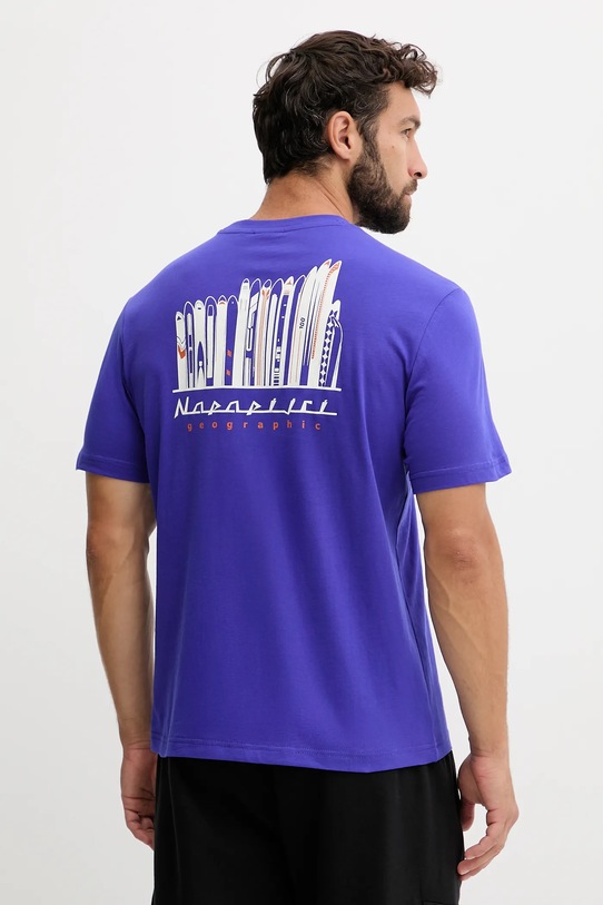 Napapijri t-shirt bawełniany S-Guide nadruk fioletowy NP0A88V6B3B1