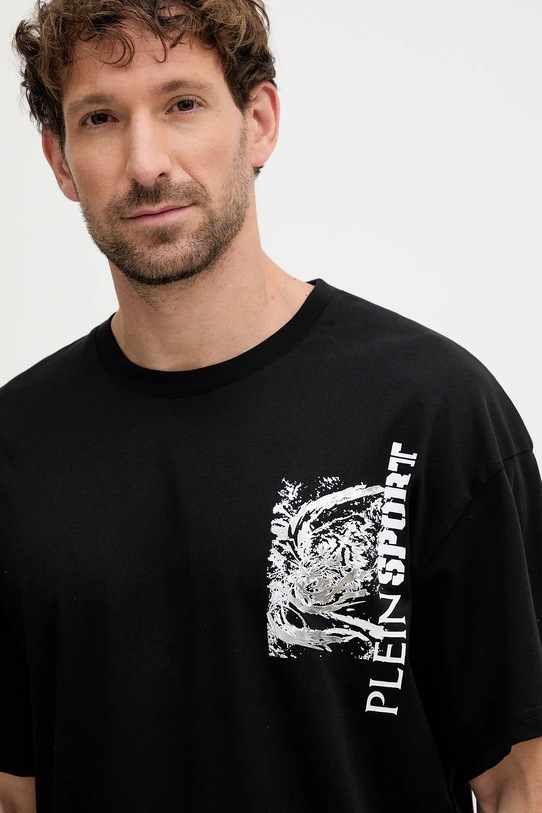 PLEIN SPORT tricou din bumbac negru FAEC.MTK8368.STE001N