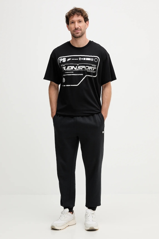 PLEIN SPORT t-shirt bawełniany FAEC.MTK8373.STE001N czarny AW25