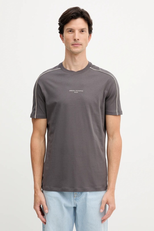 Armani Exchange t-shirt bawełniany nadruk szary XM001360.AF10358