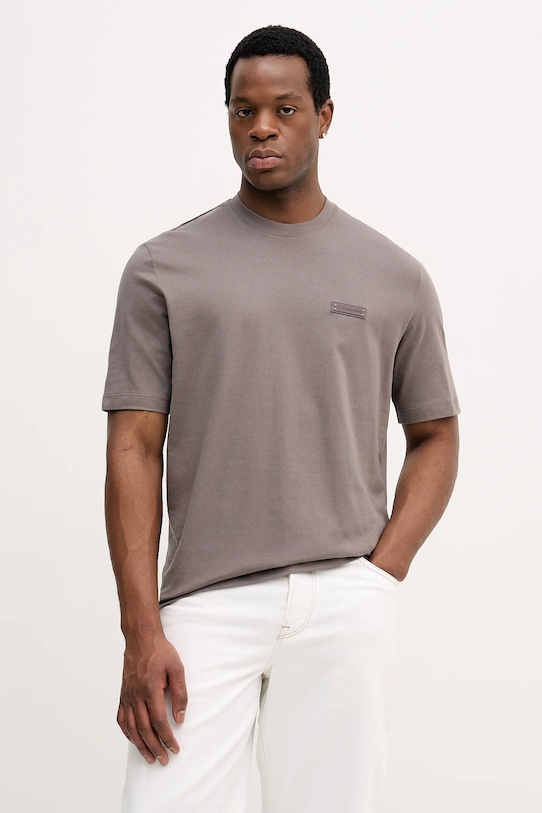 Armani Exchange t-shirt bawełniany regular brązowy XM001426.AF10362