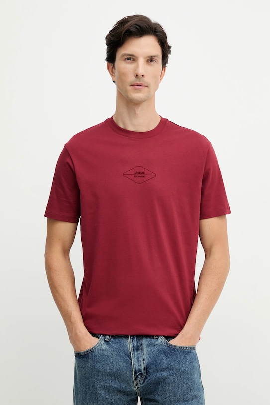 Armani Exchange t-shirt bawełniany nadruk bordowy XM001442.AF10358