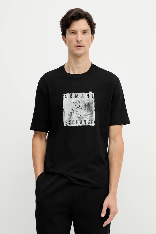 Armani Exchange t-shirt bawełniany nadruk czarny XM001448.AF10358