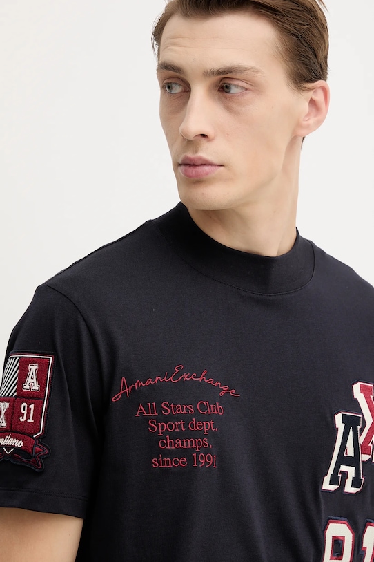 Bavlněné tričko Armani Exchange námořnická modř XM001452.AF10361