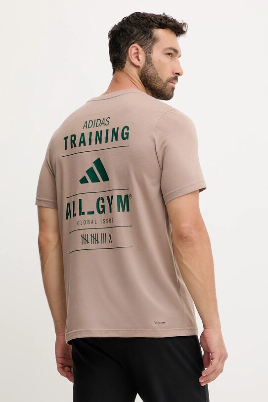 adidas Performance t-shirt treningowy Category Training Graphic wzorzyste brązowy JM8977
