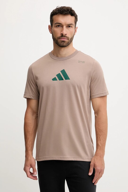 Odzież adidas Performance t-shirt treningowy Category Training Graphic JM8977 brązowy