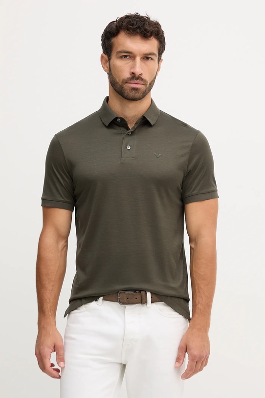Polo tričko Emporio Armani hladký zelená 8N1F96.1JUVZ