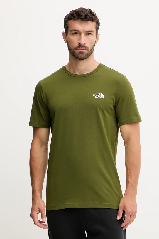 The North Face tricou Simple Dome print verde NF0A87NGBRI1