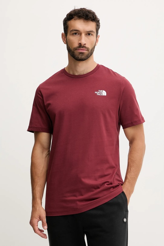 Bavlněné tričko The North Face Redbox potisk burgundské NF0A87NPDO31
