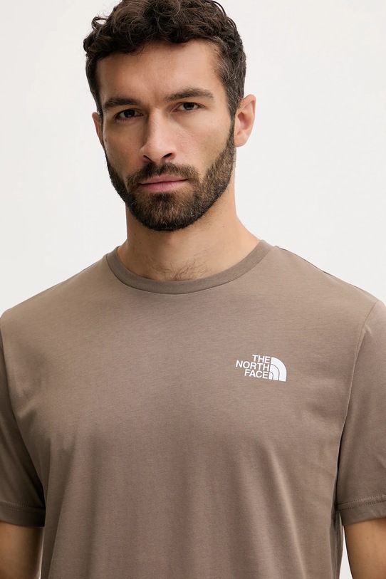 Βαμβακερό μπλουζάκι The North Face Redbox καφέ NF0A87NPE1Q1