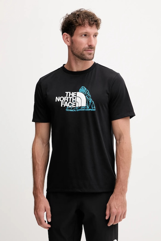 The North Face t-shirt sportowy Mountain Foundation wzorzyste czarny NF0A8E19JK31