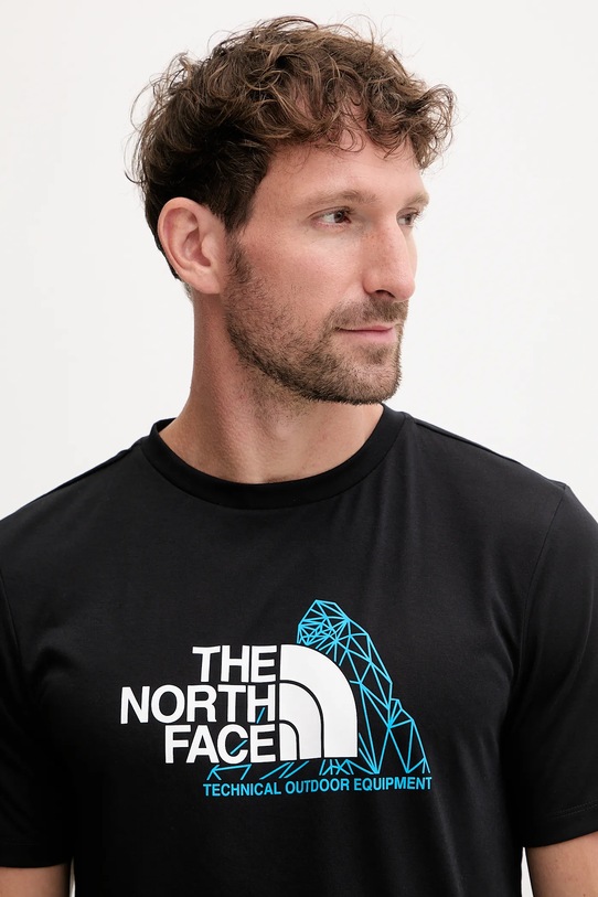 Αθλητικό μπλουζάκι The North Face Mountain Foundation μαύρο NF0A8E19JK31