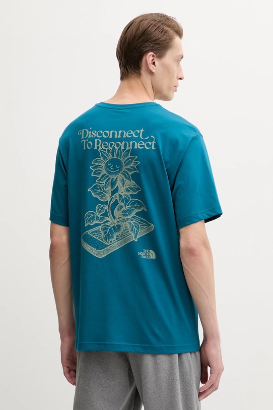 The North Face tricou din bumbac Connect Relaxed print turcoaz NF0A8E3YBSI1