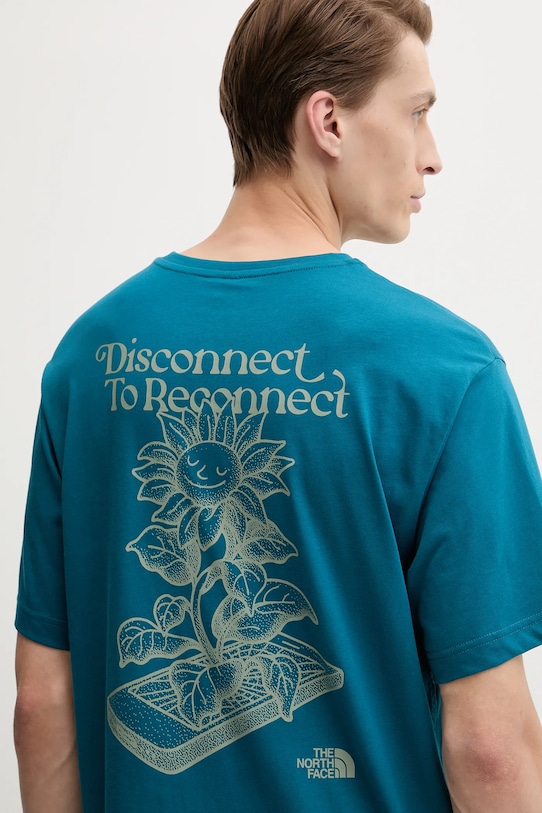 The North Face t-shirt bawełniany Connect Relaxed turkusowy NF0A8E3YBSI1