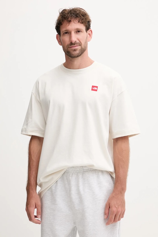 Βαμβακερό μπλουζάκι The North Face Redbox βαμβάκι μπεζ NF0A8EG5QLI1