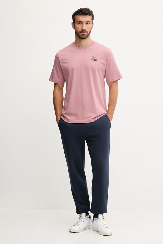 Bavlněné tričko The North Face Flower Dome NF0A8EGXHCS1 růžová AW25
