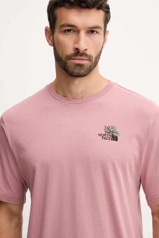 Bavlněné tričko The North Face Flower Dome růžová NF0A8EGXHCS1
