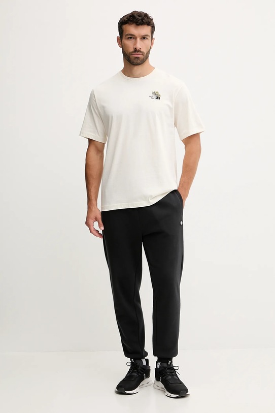 Bavlněné tričko The North Face Flower Dome NF0A8EGXQLI1 béžová AW25