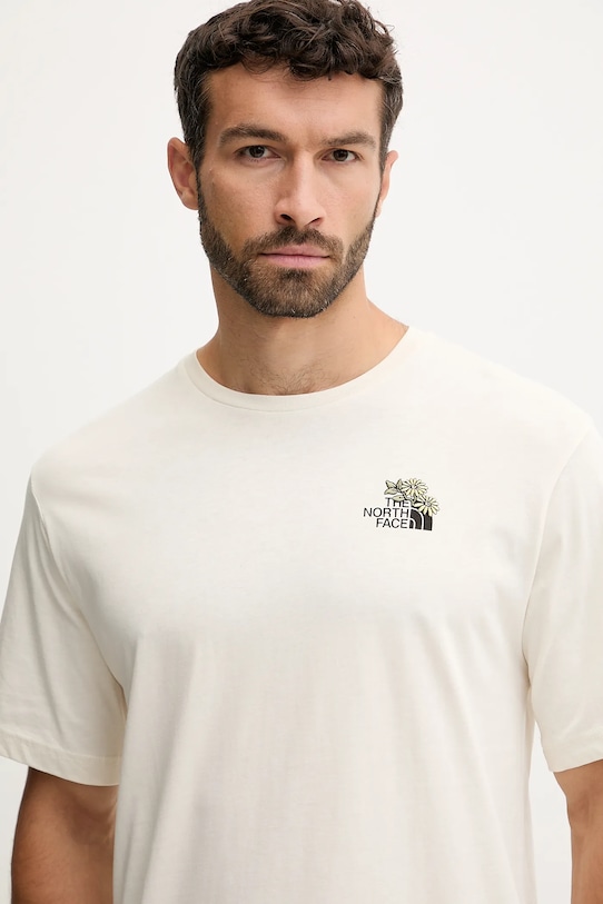 The North Face t-shirt bawełniany Flower Dome beżowy NF0A8EGXQLI1