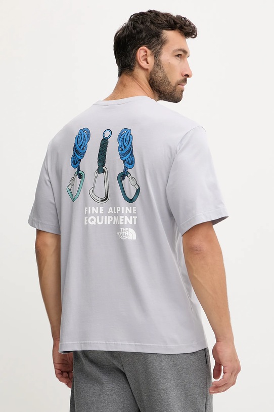 Bombažna kratka majica The North Face Okrogel modra NF0A8F2GBOB1
