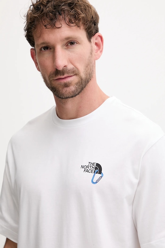 The North Face tricou din bumbac Explore Carabiner alb NF0A8F2HFN41