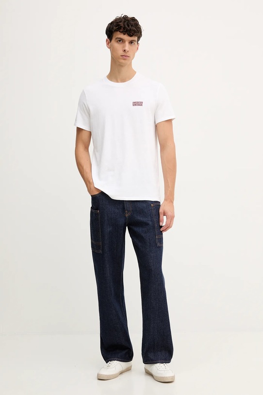 Памучна тениска American Vintage MYKO02C бял AW25