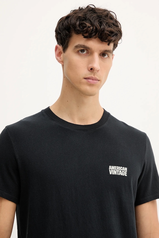 American Vintage tricou din bumbac negru MYKO02C