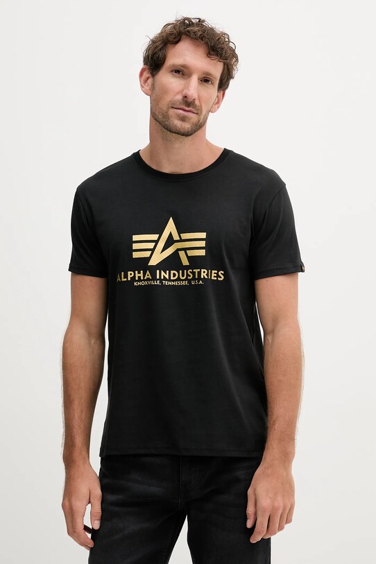 Alpha Industries t-shirt bawełniany nadruk czarny 100501CB.365