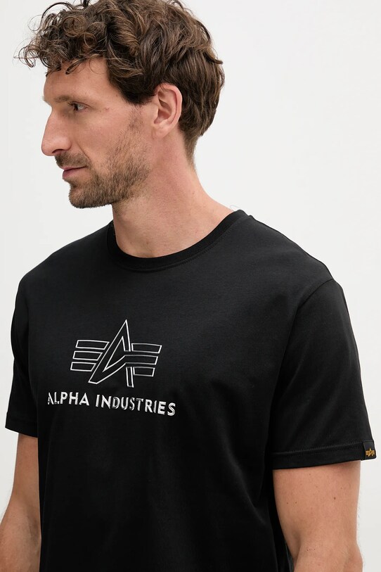 Odzież Alpha Industries t-shirt bawełniany 148525.373 czarny