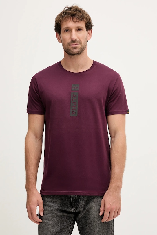 Alpha Industries t-shirt bawełniany nadruk bordowy 146509.608