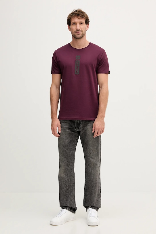 Alpha Industries t-shirt bawełniany 146509.608 bordowy AW25