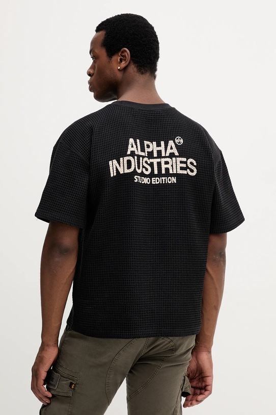 Alpha Industries t-shirt bawełniany nadruk czarny 258502.03