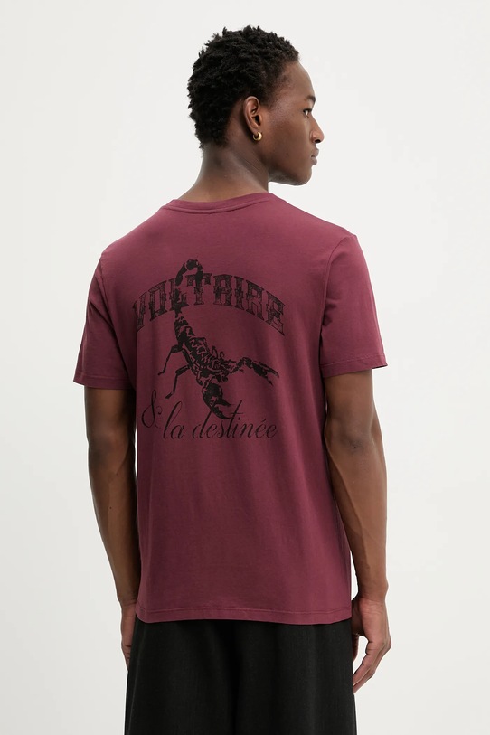 ZADIG&VOLTAIRE t-shirt bawełniany nadruk bordowy JMTS01741