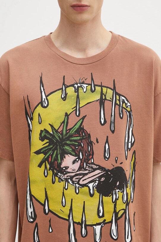 Sky High Farm t-shirt bawełniany Eri brązowy SHF07T032