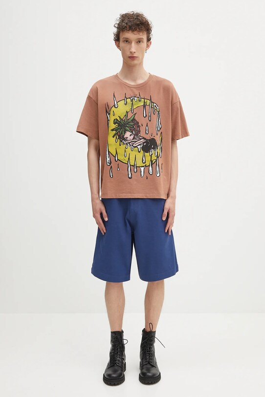 Sky High Farm t-shirt bawełniany Eri SHF07T032 brązowy