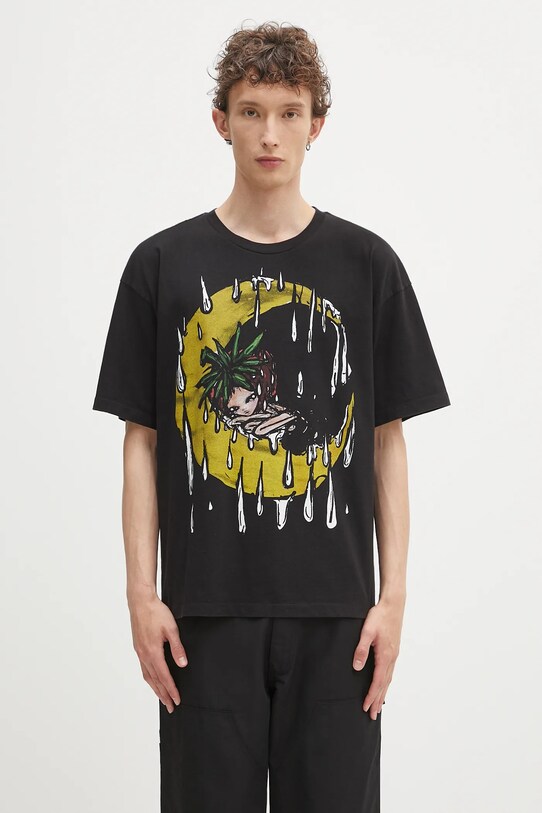 Sky High Farm t-shirt bawełniany Eri nadruk czarny SHF07T032