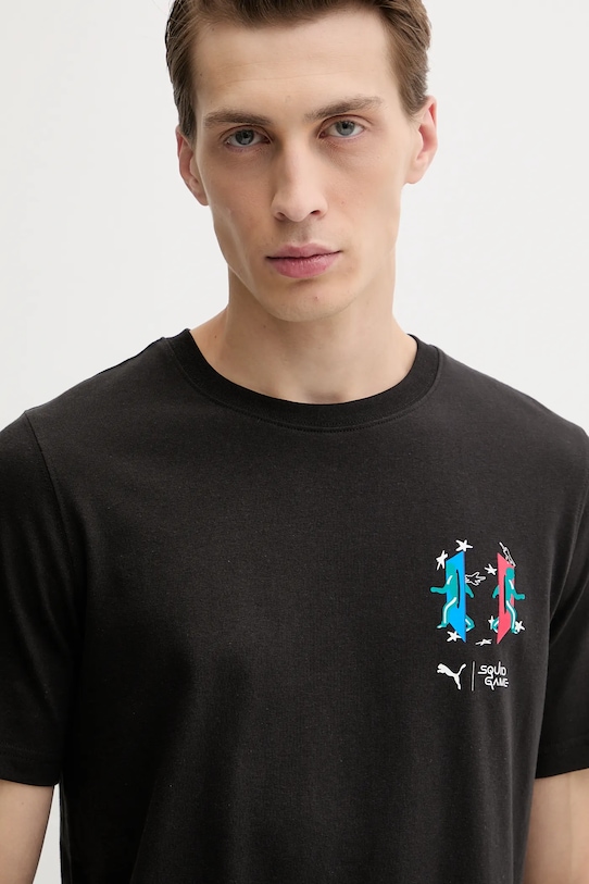 Puma t-shirt bawełniany PUMA x SQUID GAME czarny 630706