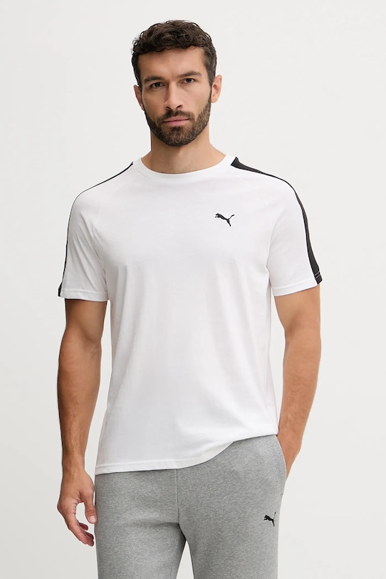 Puma tricou din bumbac imprimeu alb 629592