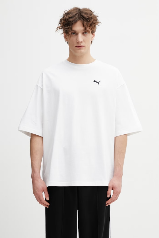 Бавовняна футболка Puma Wardrobe Essential гладкий білий 629645