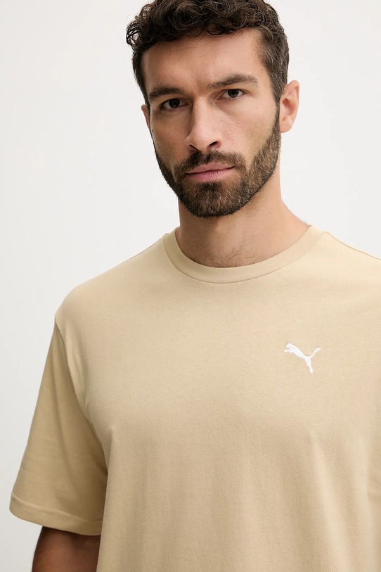 Памучна тениска Puma бежов 629645