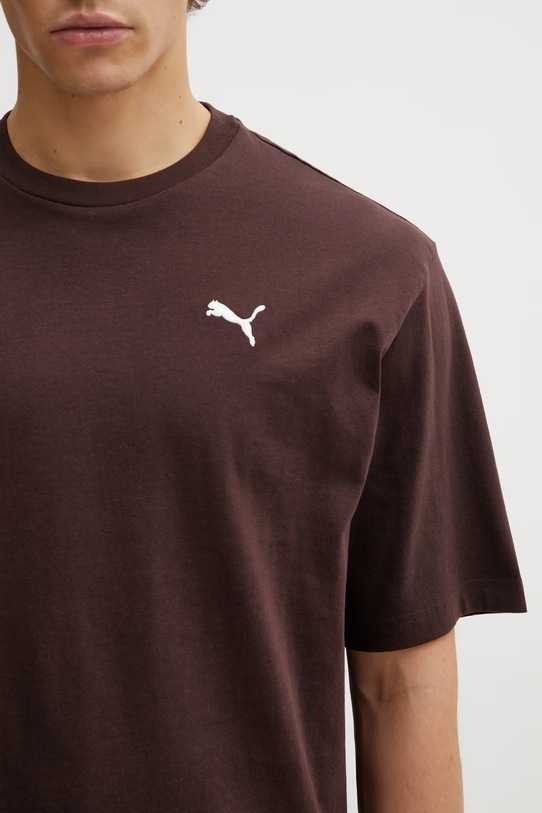 Pamučna majica Puma smeđa 629645