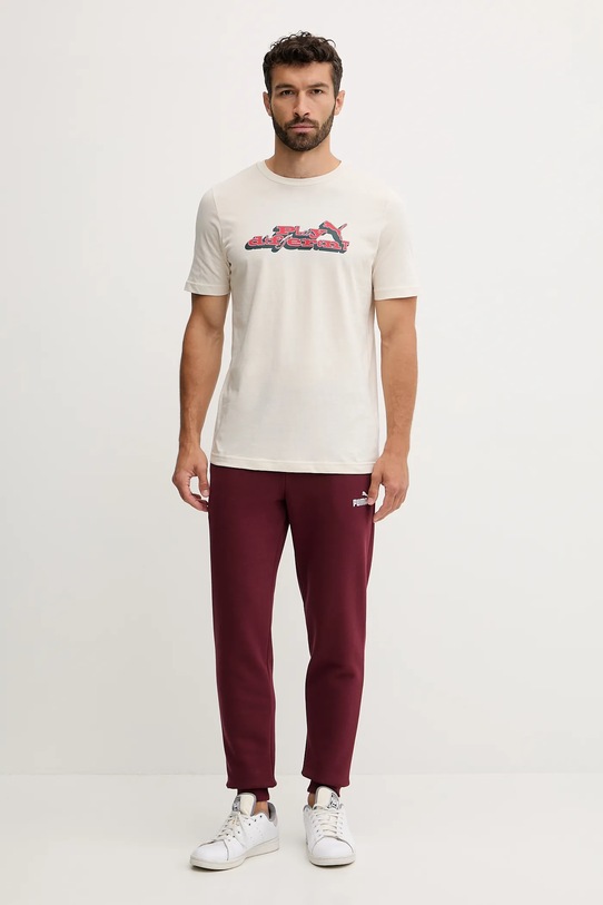 Puma t-shirt bawełniany 632111 beżowy AW25
