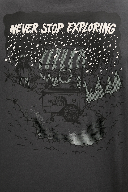 The North Face t-shirt bawełniany Powder Days szary NF0A8E4D0C51