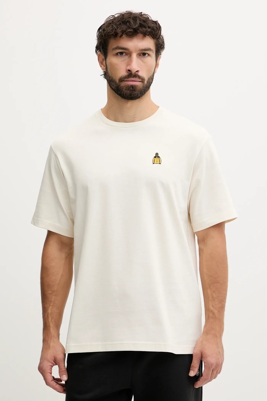 Βαμβακερό μπλουζάκι The North Face Icon Mountain απλικέ μπεζ NF0A8EU7QLI1